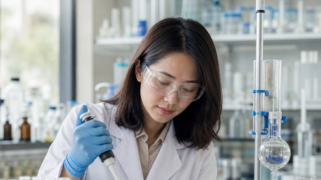 Kỹ sư hóa học nghiên cứu trong phòng lab